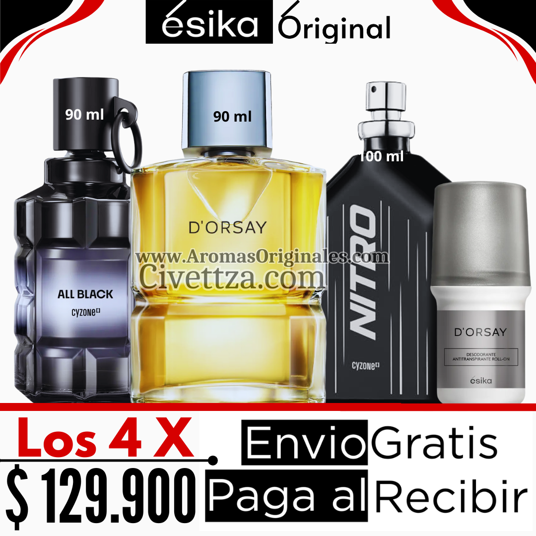 D'orsay + Nitro Clasica + All Black + Desodorante