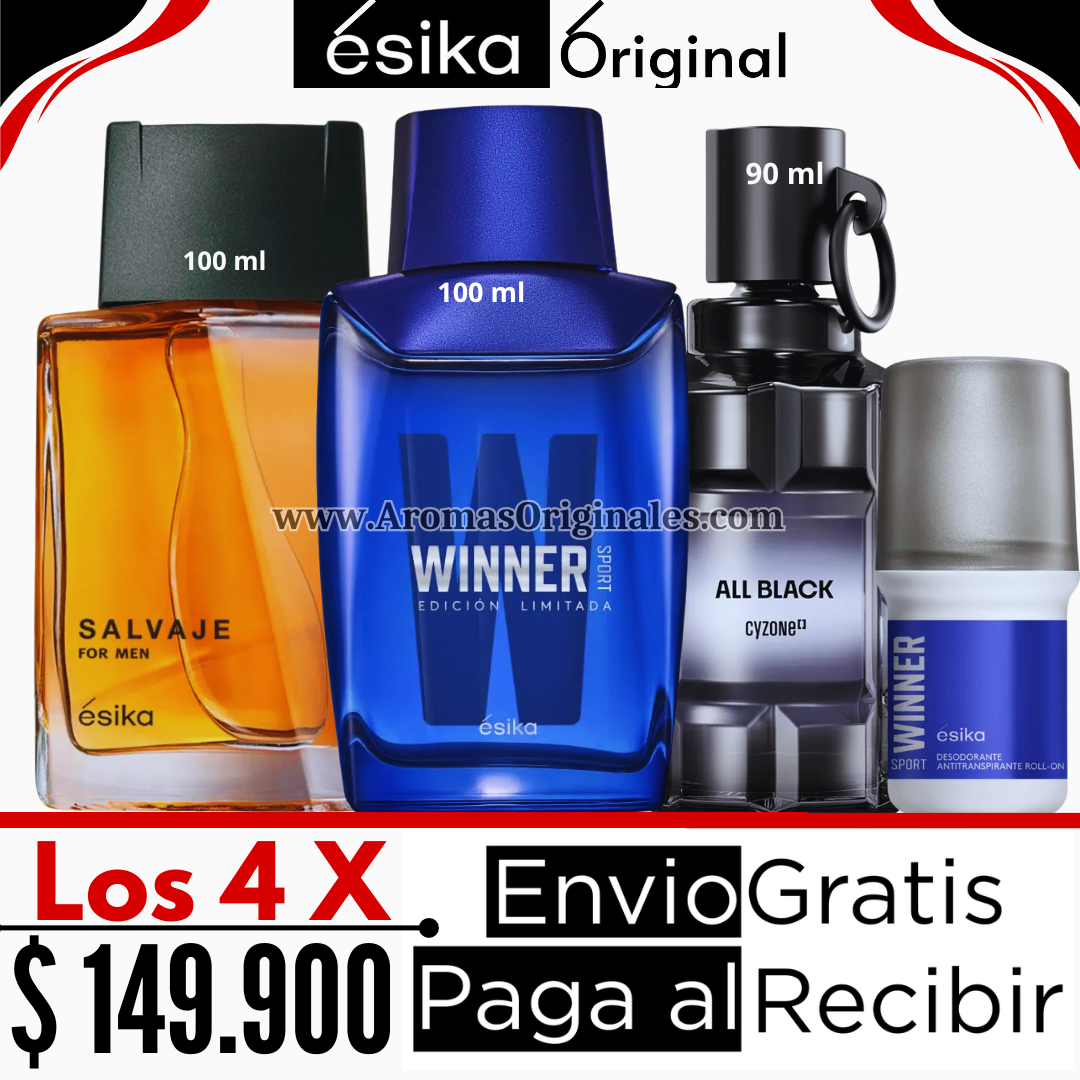 All Black + Winner sport + Salvaje + Desodorante