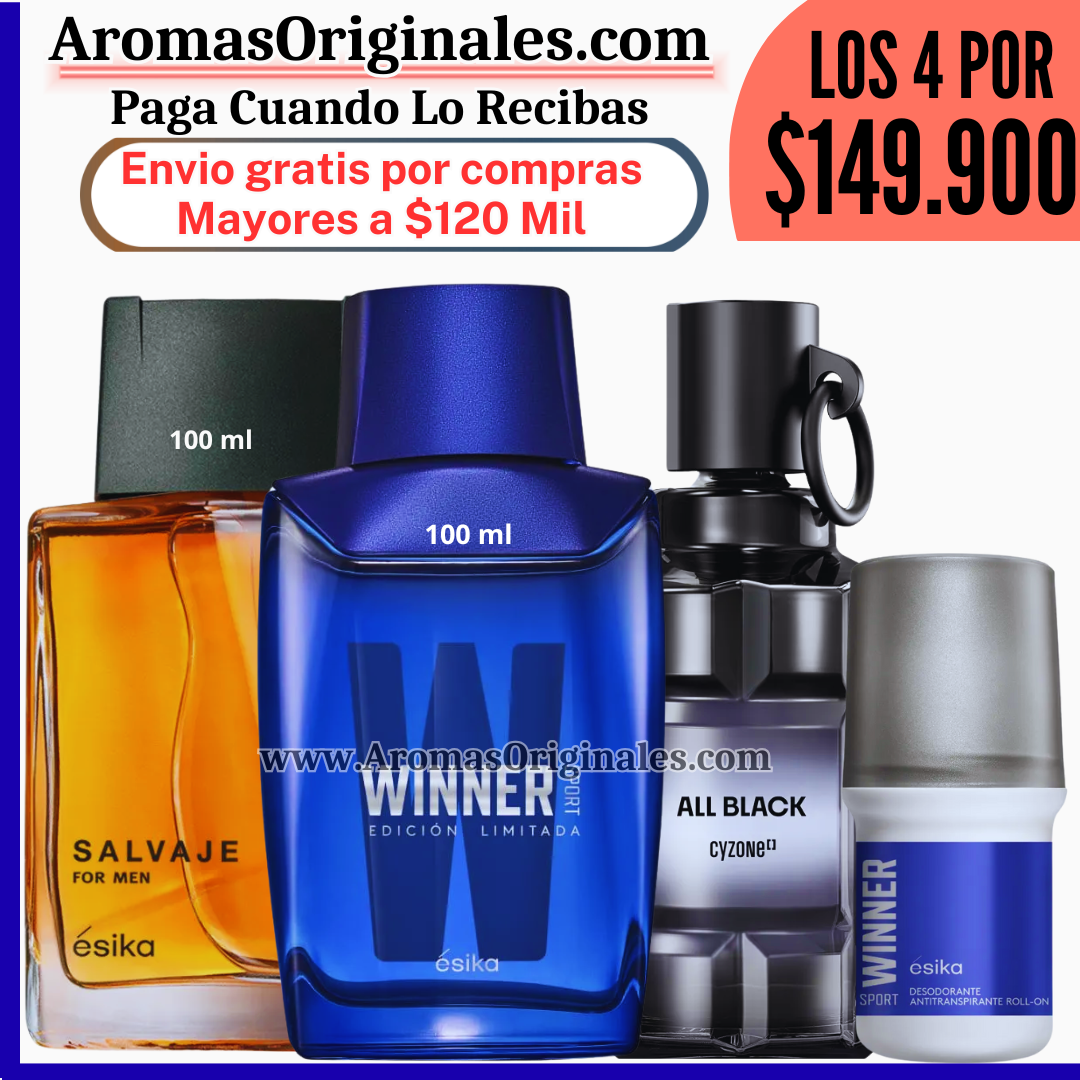 All Black + Winner sport + Salvaje + Desodorante